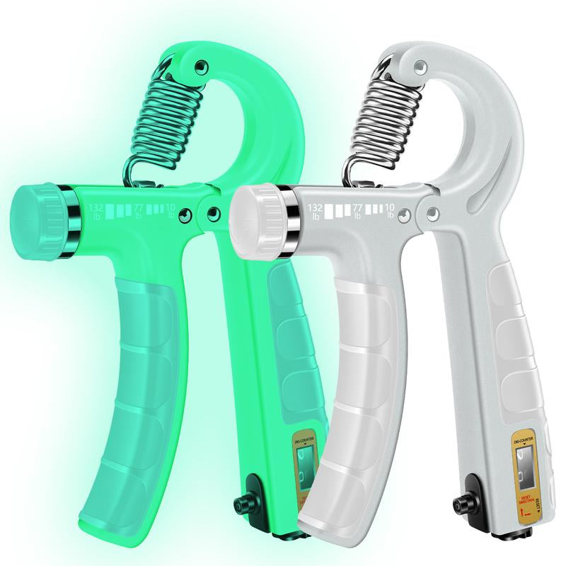 Fitbeast Glow Counting Hand Grip Strengthener Workout Kit, 2 Forearm Grip Adjustable Resistance Hand Gripper, Finger Stretcher, Grip Ring & Stress Relief Grip Ball for Athletes