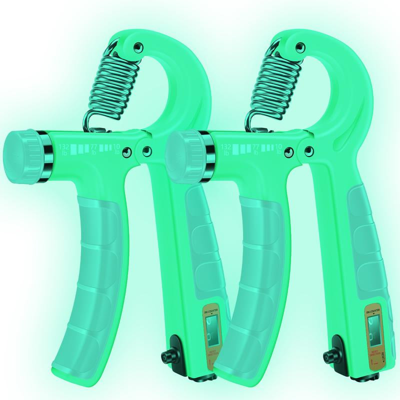 Fitbeast Glow Counting Hand Grip Strengthener Workout Kit, 2 Forearm Grip Adjustable Resistance Hand Gripper, Finger Stretcher, Grip Ring & Stress Relief Grip Ball for Athletes