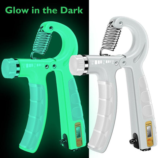 Fitbeast Glow Counting Hand Grip Strengthener Workout Kit, 2 Forearm Grip Adjustable Resistance Hand Gripper, Finger Stretcher, Grip Ring & Stress Relief Grip Ball for Athletes